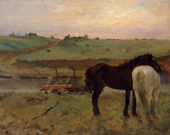 Edgar Degas : Horses in a Meadow